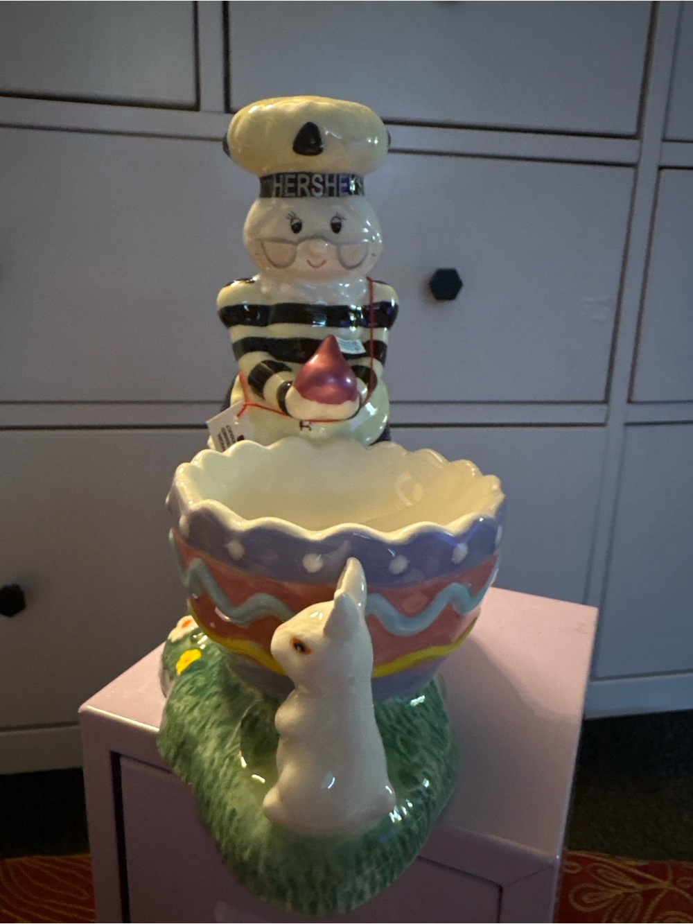 Ceramic Bunny & Egg Candy Dish - Multicolor